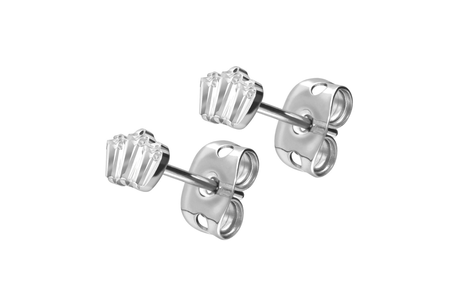 Titan Ohrstecker 3 EINGEFASSTE KRISTALLRECHTECKE von Piercingline
